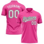 Personalized Pink White-Black Performance Vapor Golf Polo Shirt Team Custom Name and Number