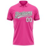 Personalized Pink White-Black Performance Vapor Golf Polo Shirt Team Custom Name and Number