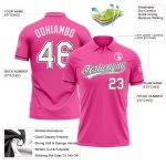 Personalized Pink White-Black Performance Vapor Golf Polo Shirt Team Custom Name and Number