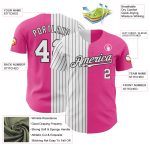Personalized Pink White-Black Pinstripe Authentic Split Fashion Baseball Jersey Team Custom Name and Number
