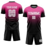 Personalized Pink White-Black Sublimation Fade Fashion Soccer Uniform Jersey Team Custom Name and Number