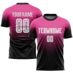 Personalized Pink White-Black Sublimation Fade Fashion Soccer Uniform Jersey Team Custom Name and Number