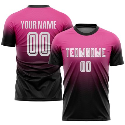 Personalized Pink White-Black Sublimation Fade Fashion Soccer Uniform Jersey Team Custom Name and Number