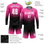 Personalized Pink White-Black Sublimation Long Sleeve Fade Fashion Soccer Uniform Jersey Team Custom Name and Number