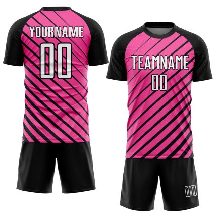 Personalized Pink White-Black Sublimation Soccer Uniform Jersey Team Custom Name and Number