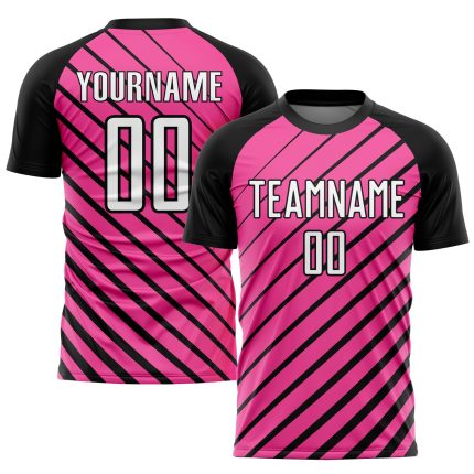 Personalized Pink White-Black Sublimation Soccer Uniform Jersey Team Custom Name and Number