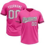 Personalized Pink White-Black Two-Button Unisex Softball Jersey Team Custom Name and Number