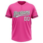 Personalized Pink White-Black Two-Button Unisex Softball Jersey Team Custom Name and Number