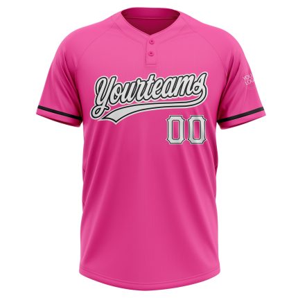 Personalized Pink White-Black Two-Button Unisex Softball Jersey Team Custom Name and Number