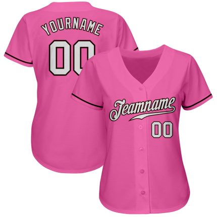 Personalized Pink White-Brown Authentic Baseball Jersey Team Custom Name and Number