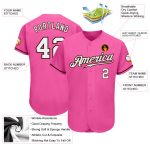 Personalized Pink White-Brown Authentic Baseball Jersey Team Custom Name and Number