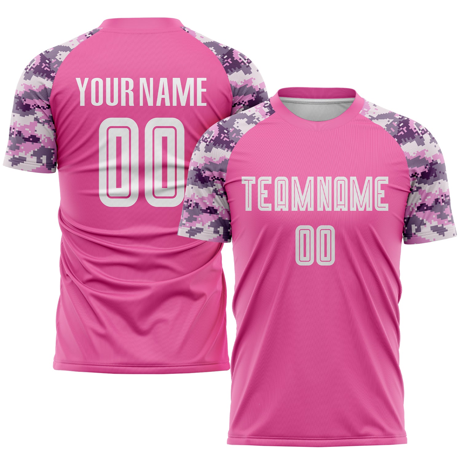 Personalized Pink White-Camo Sublimation Soccer Uniform Jersey Team Custom Name and Number