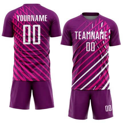 Personalized Pink White-Crimson Sublimation Soccer Uniform Jersey Team Custom Name and Number