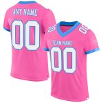 Personalized Pink White-Electric Blue Mesh Authentic Football Jersey Team Custom Name and Number