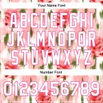 Personalized Pink White Fuzzy Rose Art 3D Pattern Design Bomber Full-Snap Varsity Letterman Jacket Team Custom Name and Number
