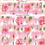 Personalized Pink White Fuzzy Rose Art 3D Pattern Design Bomber Full-Snap Varsity Letterman Jacket Team Custom Name and Number