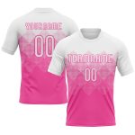 Personalized Pink White Geometric Shape Sublimation Volleyball Uniform Jersey Team Custom Name and Number