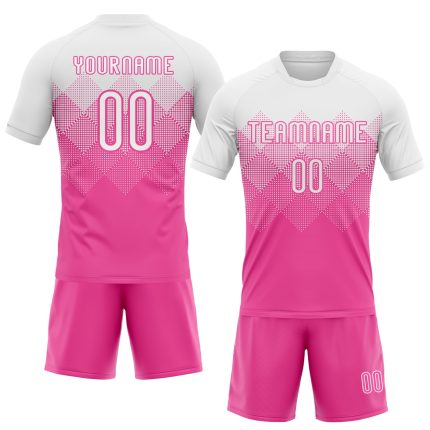 Personalized Pink White Geometric Shape Sublimation Volleyball Uniform Jersey Team Custom Name and Number