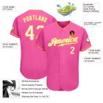 Personalized Pink White-Gold Authentic Baseball Jersey Team Custom Name and Number