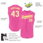 Personalized Pink White-Gold Authentic Sleeveless Baseball Jersey Team Custom Name and Number