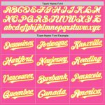 Personalized Pink White-Gold Pinstripe Authentic Split Fashion Baseball Jersey Team Custom Name and Number