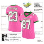 Personalized Pink White-Grass Green Mesh Authentic Football Jersey Team Custom Name and Number