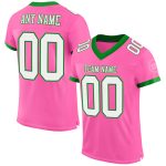 Personalized Pink White-Grass Green Mesh Authentic Football Jersey Team Custom Name and Number