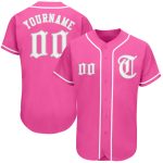 Personalized Pink White-Gray Authentic Baseball Jersey Team Custom Name and Number
