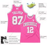 Personalized Pink White-Gray Authentic Throwback Basketball Jersey Team Custom Name and Number