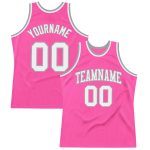 Personalized Pink White-Gray Authentic Throwback Basketball Jersey Team Custom Name and Number
