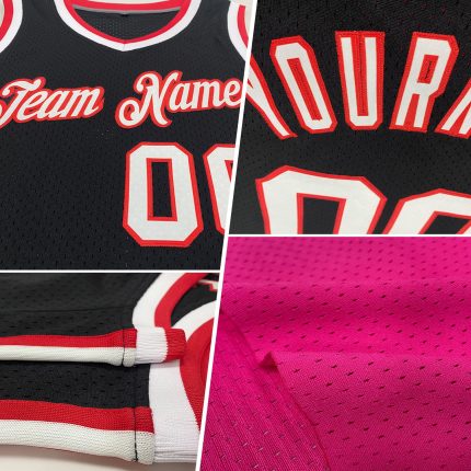 Personalized Pink White-Gray Authentic Throwback Basketball Jersey