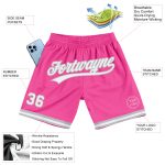 Personalized Pink White-Gray Authentic Throwback Basketball Shorts