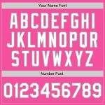 Personalized Pink White-Gray Bomber Full-Snap Varsity Letterman Jacket Team Custom Name and Number