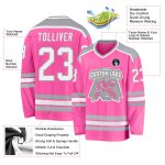 Personalized Pink White-Gray Hockey Jersey