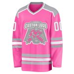 Personalized Pink White-Gray Hockey Jersey