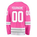 Personalized Pink White-Gray Hockey Jersey Team Custom Name and Number