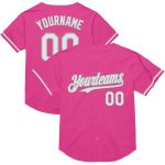 Personalized Pink White-Gray Mesh Authentic Throwback Baseball Jersey Team Custom Name and Number