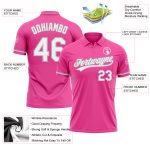 Personalized Pink White-Gray Performance Vapor Golf Polo Shirt Team Custom Name and Number