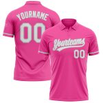 Personalized Pink White-Gray Performance Vapor Golf Polo Shirt Team Custom Name and Number