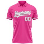 Personalized Pink White-Gray Performance Vapor Golf Polo Shirt Team Custom Name and Number