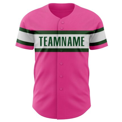 Personalized Pink White-Green Authentic Baseball Jersey