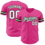 Personalized Pink White-Green Authentic Baseball Jersey Team Custom Name and Number