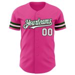 Personalized Pink White-Green Authentic Baseball Jersey Team Custom Name and Number