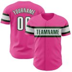 Personalized Pink White-Green Authentic Baseball Jersey