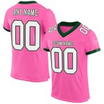 Personalized Pink White-Green Mesh Authentic Football Jersey Team Custom Name and Number