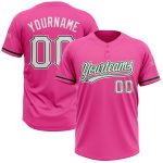 Personalized Pink White-Green Two-Button Unisex Softball Jersey Team Custom Name and Number