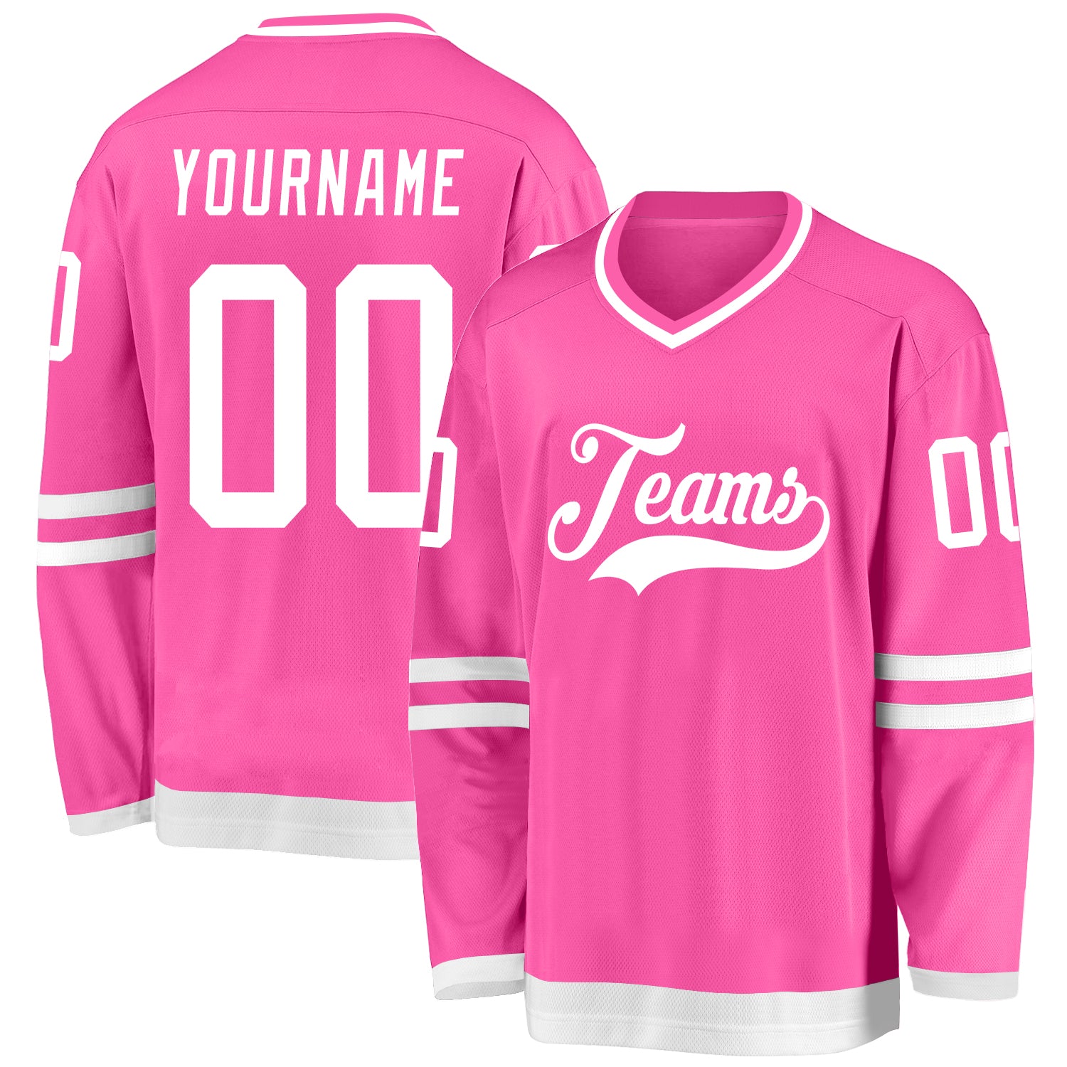 Personalized Pink White Hockey Jersey Team Custom Name and Number