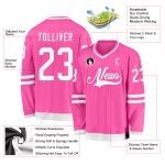 Personalized Pink White Hockey Jersey Team Custom Name and Number