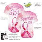 Personalized Pink White-Hot Pink 3D Pink Ribbon Breast Cancer Awareness Month Women Health Care Support Authentic Baseball Jersey Team Custom Name and Number
