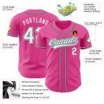 Personalized Pink White-Kelly Green Authentic Baseball Jersey